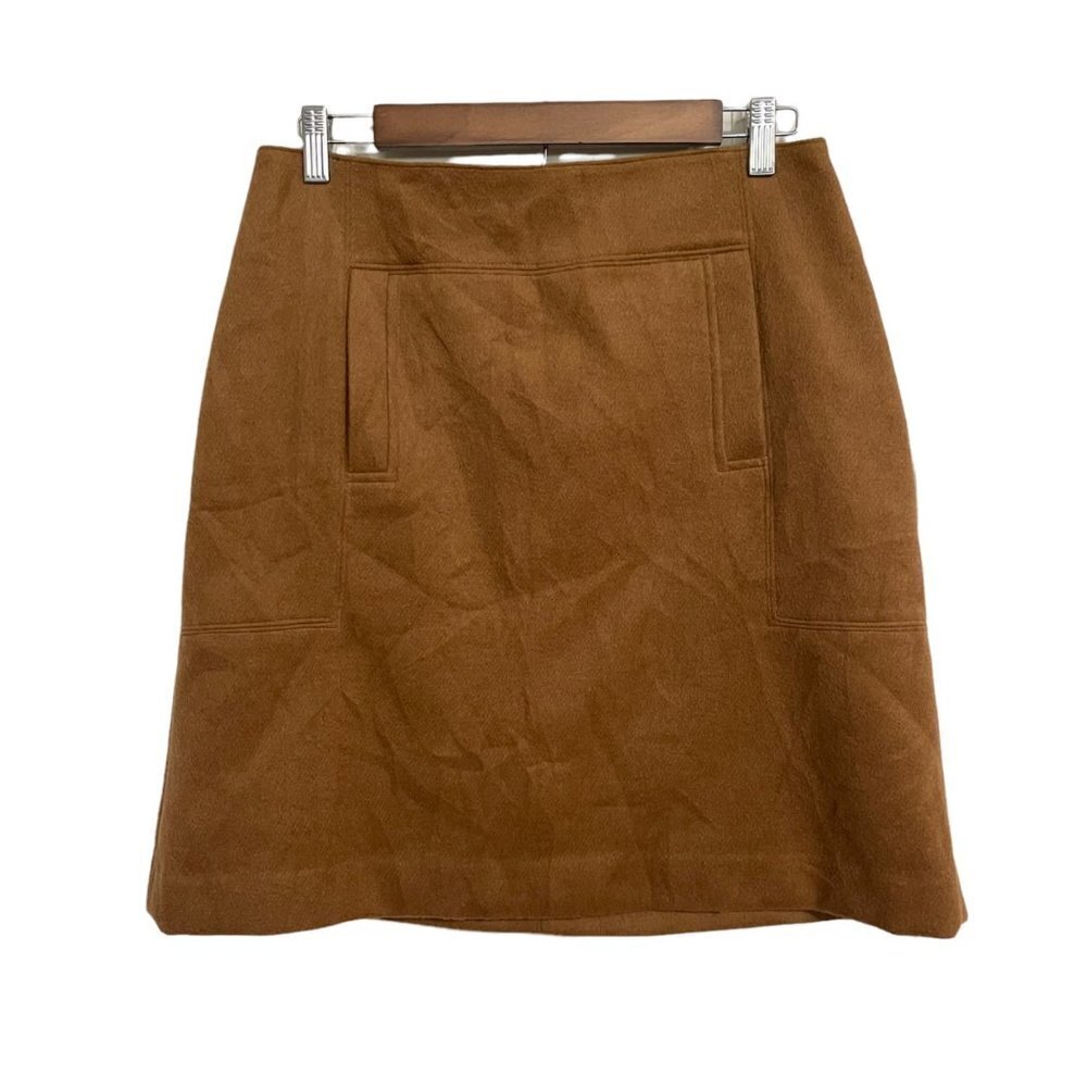 LOFT Women's Tan Camel Pockets Y2K Clueless Wool Blend Knee Length Skirt Size 10